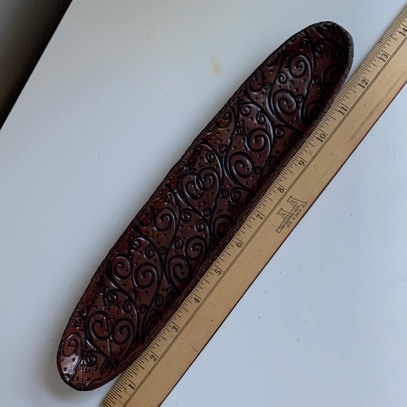 NEW Handmade Pottery Tray with Black Inlaid Swirl Design on Terra Cotta - Picture 6 of 9